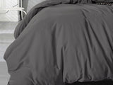 Luxton King Size Charcoal Vintage Washed Cotton Quilt Cover Set(3PCS)