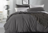 Luxton Queen Size Charcoal Vintage Washed Cotton Quilt Cover Set(3PCS)