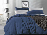 Luxton Queen Size Indigo Vintage Washed Cotton Quilt Cover Set(3PCS)