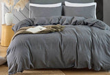 Luxton Queen Size Grey Vintage Washed Cotton Quilt Cover Set(3PCS)