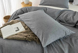 Luxton Queen Size Grey Vintage Washed Cotton Quilt Cover Set(3PCS)