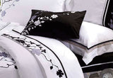 King Size Embroidery Tree and Leaf Pattern White Quilt Cover Set (3PCS)