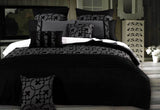 King Size Charcoal Black Flocking Quilt Cover Set(3PCS)