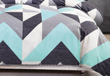 Luxton King Size Cotton Aqua Zig Zag Quilt Cover Set (3PCS)