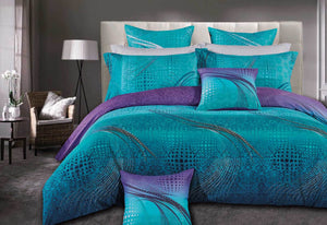 Queen Size Turquoise Aqua and Purple Quilt Cover Set(3PCS)