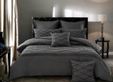 Luxton Queen Size 3pcs Embroidered Grey Quilt Cover Set