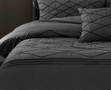Luxton Queen Size 3pcs Embroidered Grey Quilt Cover Set