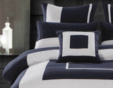 Luxton King Size 3pcs Navy Blue Border Striped Quilt Cover Set