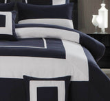 Luxton King Size 3pcs Navy Blue Border Striped Quilt Cover Set