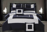 Luxton Super King Size 3pcs Navy Blue Border Striped Quilt Cover Set