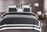 Luxton King Size White Square Pattern Charcoal Grey Quilt Cover Set (3PCS)