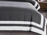 Luxton Queen Size White Square Pattern Charcoal Grey Quilt Cover Set (3PCS)