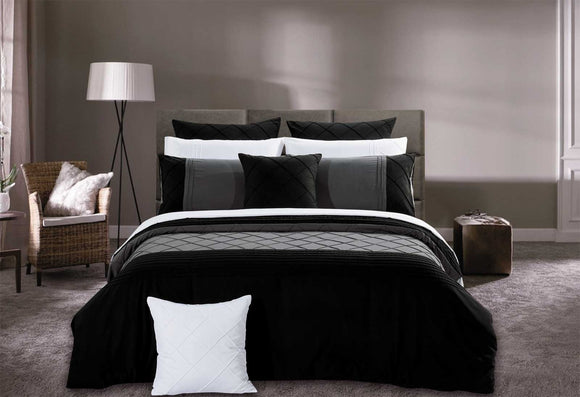 King Size Black Diamond Pintuck Quilt Cover Set(3PCS)