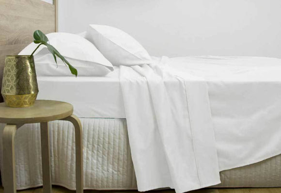 Luxton Queen Size 3000TC Cotton Rich Sheet Set (White Color)