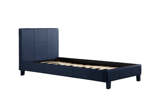 Single PU Leather Bed Frame Blue