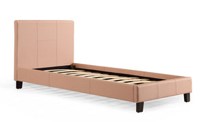 Single PU Leather Bed Frame Pink