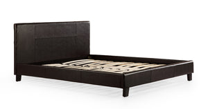 Queen PU Leather Bed Frame Brown