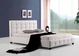 Queen PU Leather Deluxe Bed Frame White