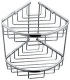 2-Tier Corner Bathroom Basket Shelf Rail Rack