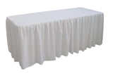 6 Foot Gathered White Table Cloth Trestle Cover