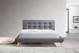 Queen Linen Fabric Deluxe Bed Frame Grey