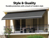 Outdoor Folding Arm Awning Retractable Sunshade Canopy Grey 5.0m x 3.0m