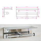 Stainless Steel Double Toilet Paper Holder Towel Roll Tissue Rack Storage Shelf