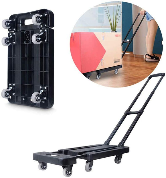 Foldable Hand Flatbed Trolley Cart 6 x 360 Degree Rotating Wheels with Maximum Load 200Kg