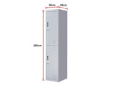 3-Digit Combination Lock 2-Door Vertical Locker for Office Gym Shed School Home Storage Grey