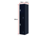 Standard Lock 2-Door Vertical Locker for Office Gym Shed School Home Storage Black