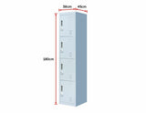 3-digit Combination Lock 4 Door Locker for Office Gym Grey