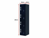 3-digit Combination Lock 4 Door Locker for Office Gym Black