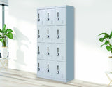 4-Digit Combination Lock 12 Door Locker for Office Gym - Light Grey