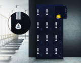 3-digit Combination Lock 12 Door Locker for Office Gym - Black