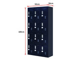 3-digit Combination Lock 12 Door Locker for Office Gym - Black