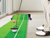 Indoor Practice Putting Green 2.5m Mat Inclined Ball Return Fake Grass 2 Holes