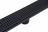 900mm Bathroom Shower Black Grate Drain w/Centre outlet Floor Waste Square Pattern