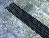 1000mm Bathroom Shower Black Grate Drain w/Centre outlet Floor Waste Square Pattern