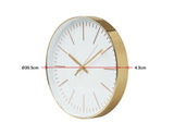 Modern Wall Clock Silent Non-Ticking Quartz Battery Operated Round Gold