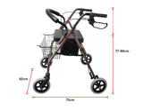 Rollator Walker Walking Frame With Wheels Zimmer Mobility Aids Seat Coffee and Black