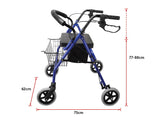 Rollator Walker Walking Frame With Wheels Zimmer Mobility Aids Seat Blue