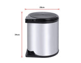 Kitchen Swing Pull Out Bin Stainless Steel Garbage Rubbish Waste Trash Can 14L