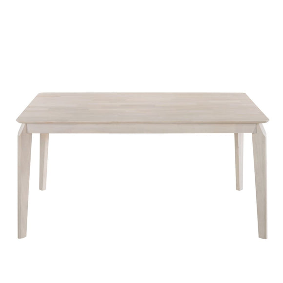 Dining Table 6 Seater Solid Rubberwood in White Washed