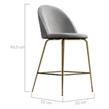 Adie Grey Velvet Barstool Set of Two