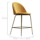 Adie Gold Velvet Barstool Set of Two