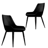 Set of 2 Barstool Allen Classy Black Velvet Dining Chair