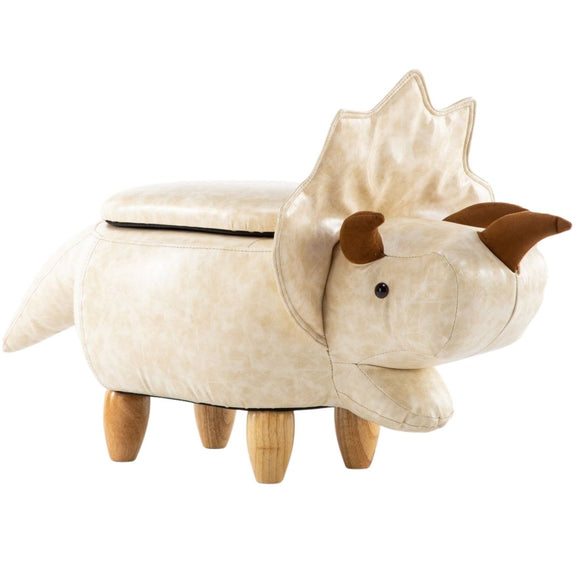 Ben Beige Triceratops Ottoman with Storage