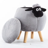 Ashton Grey Sheep Ottoman Storage with Wooden Footrest