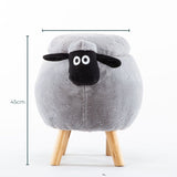 Ashton Grey Sheep Ottoman Storage with Wooden Footrest