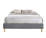 Aries Contemporary Platform Bed Base Fabric Frame with Timber Slat King Single in Light Grey